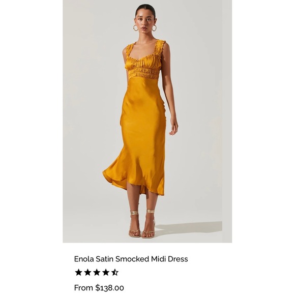 ASTR The Label Dresses & Skirts - NWT ASTR the Label Enola Satin Smocked Midi Dress Romantic Quiet Luxury Boho